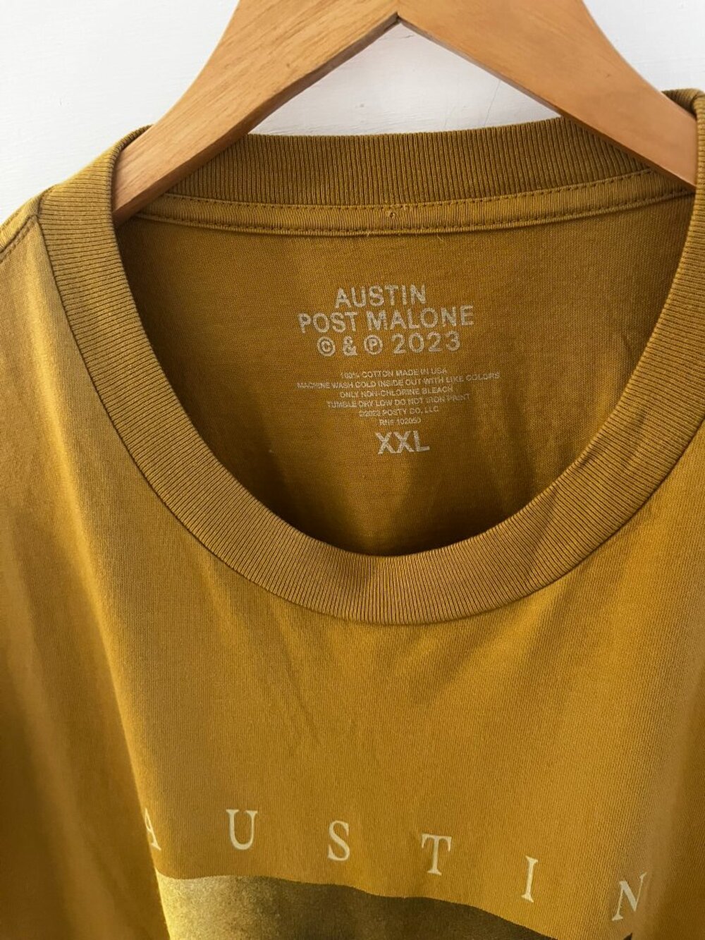 Post Malone Unisex  Mustard Yellow AUSTIN Graphic Tour Tee Shirt Sz XXL - Picture 5 of 6